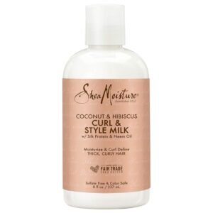 SheaMoisture Fair Trade Sulfate Free Coconut Hibiscus Curl & Style Milk with Silk Protein & Neem Oil For Thick, Defined, Curly Hair 8 oz