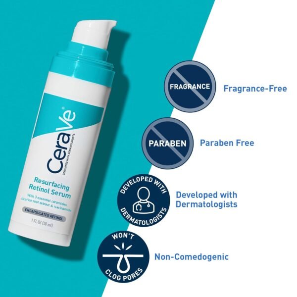 71oscLhNtL._SL1500_.jpg CeraVe Resurfacing Retinol Serum For Post Acne Marks, Formulated With Licorice Root Extract & Niacinamide, Brightening Serum & Pore Minimizer For Face, Post Acne Skin Barrier Repair, Non-Comedogenic