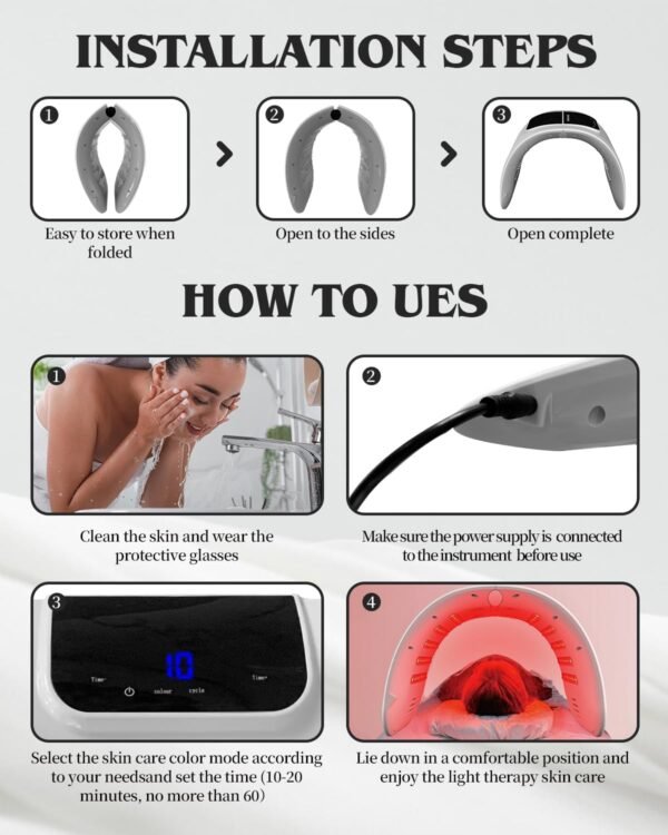 Red-Light-Therapy-Mask, Led Light Therapy for Face, 7 Colors Led Face Mask Facial Led Light Therapy Tool Skin Care Equipment at Home, Facial Neck Body Hand Beauty Mask