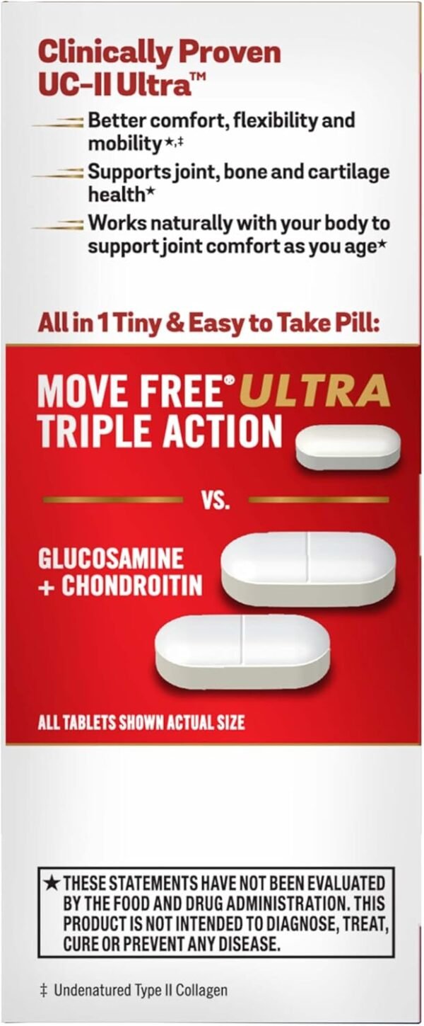71oujIXmnXL._AC_SL1500_.jpg Move Free Ultra Triple Action Joint Support Supplement - Type II Collagen Boron & Hyaluronic Acid - Supports Joint Comfort, Cartiliage & Bones in 1 Tiny Pill Per Day, 64 Tablets (64 servings)