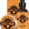 Beard Straightener Grooming Kit for Men, Beard Growth Kit, Wash, Brush & Comb, Unscented Growth Oil, All Natural Chanel Balm, Conditioner, Razor & Scissors, Great Gift Idea for Men's (Bamboo)