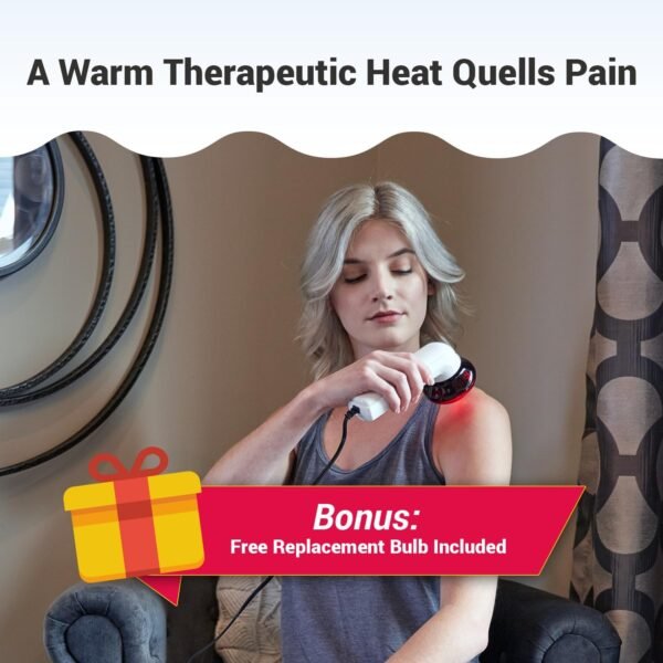 M PAIN MANAGEMENT TECHNOLOGIES Red Light Therapy Infrared Heating Wand by Theralamp – Handheld Heat Lamp Includes Replacement Bulb – Provides Muscle Pain Relief and Increased Blood Circulation