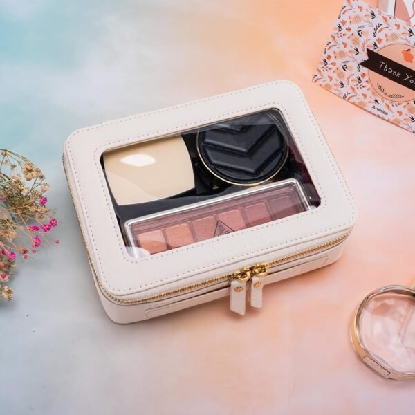 71pHewqGUL._AC_SL1500_.jpg Aveniee Clear Makeup Bag Organizer, Travel Toiletry Bag Cosmetic Case for Women, Portable Make Up Skincare Pouch Car Organizer Bag with Zippers for Essentials,White