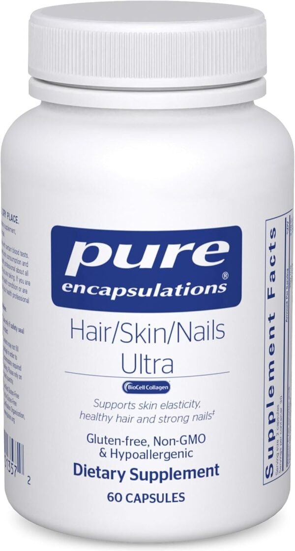 71pIAw0kmBL._AC_SL1500_.jpg Pure Encapsulations Hair/Skin/Nails Ultra Advanced Beauty Supplement - Biotin & Collagen Supplement for Healthy Hair, Strong Nails & Youthful Skin Support* - 60 Capsules