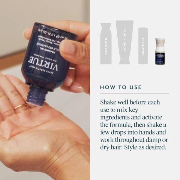 Virtue Healing Hair Oil, Hair Treatment Serum for Damaged Hair, Shake to Activate, Color Safe, 1.7 Fl Oz