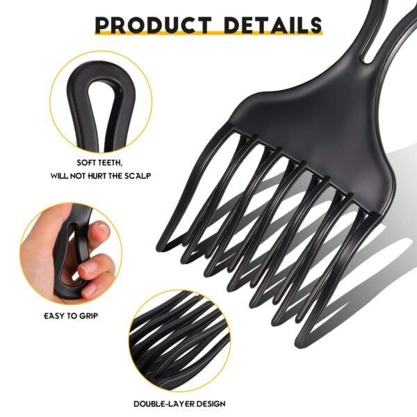 2 Pieces Double Fist Hair Lift Combs - Large and Small Plastic Detangle Wig Braid Pick Hair Styling Tool for Women Men (3.8 x 7 Inch, 2.6 x 6.4 Inch)