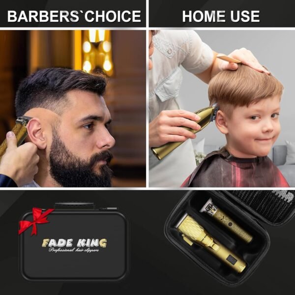 FADEKING® Professional Hair Clippers for Men - Cordless Hair Clippers, LCD Display Barber Clippers for Hair Cutting & Mens Grooming with Travel Case (Gold+Bronze)