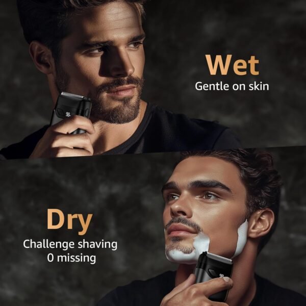 Electric Foil Shavers for Men, Mini Electric Razor, Compact Face Shaver, IPX7 Waterproof Wet Dry Cordless Razor, LED Display, USB-C Fast Rechargeable