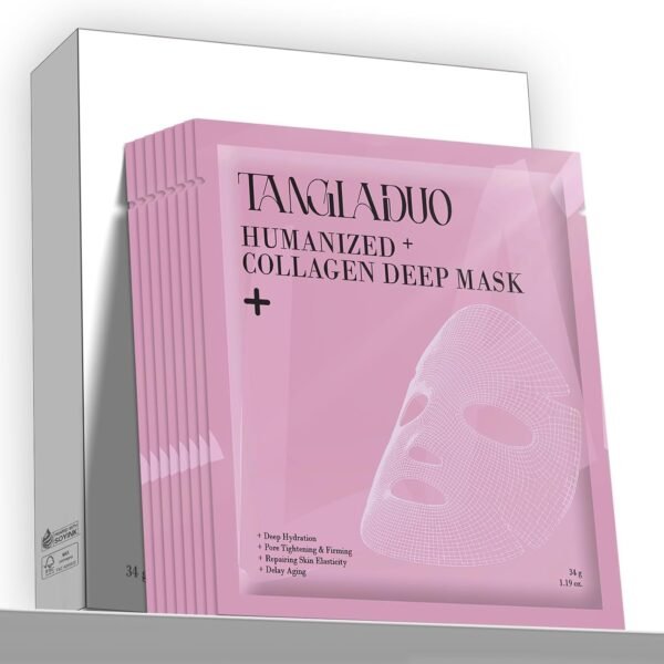Humanized Collagen Real Deep Overnight Mask,Hydrating Firming,Anti-ageing Hydrogel Mask,for All Skin Types,Elasticity Improvement,Pore Minimizing,Minimize Wrinkles,8Pcs,Pink