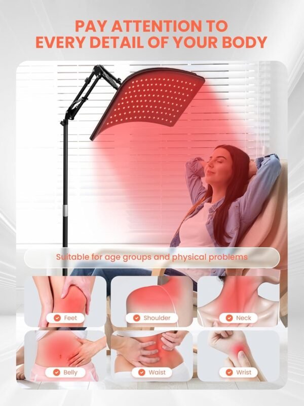 Red Light Therapy for Body, 2 in 1 Removable Red Light Panel Red Infrared Light Therapy Lamp with Stand 660nm & 850nm Red Light Therapy for Face Back or The Whole Body