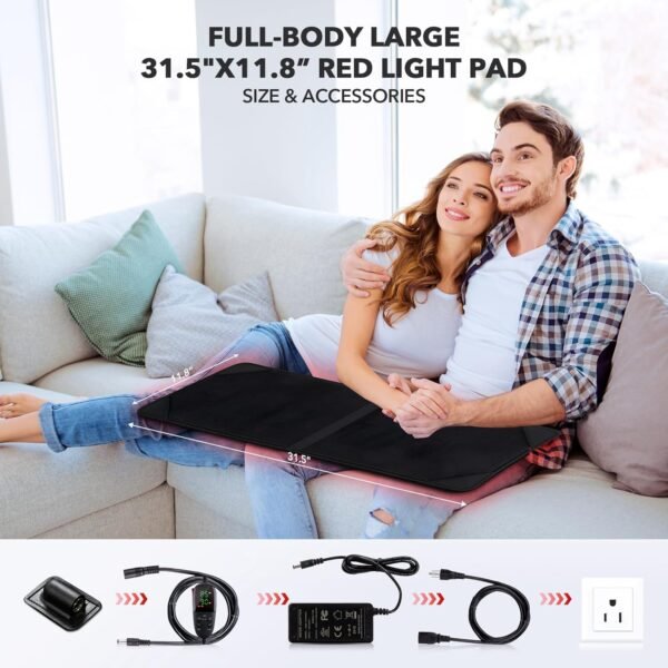 Red Light Therapy for Body, 31.5" * 11.8" Red Light Therapy Pad, Dual Chip Grade 360 LEDs 660nm & 850nm Infrared Light Therapy for Body Back Waist Shoulder Knee Joint Pain Relief, Gift for Women Men