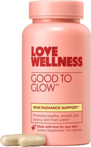 71pwyNcEbVL._AC_SL1500_.jpg Love Wellness Good to Glow | Collagen Supplement with Biotin, Vitamin C, E, Ashwagandha & Zinc | Promotes Smooth, Glowing & Clear Skin | Enhances Smoothness & Promotes Healthy Skin | 60 Count