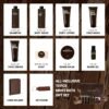 Rinse & Robust Men's Self-Care Gift Set, 10 Pcs Sandalwood Grooming Kit with Bath and Body Wash Gift Set For Men, Beard Oil, Balm & Business Card Case, Unique Gifts for Him Father’s Day, Birthday