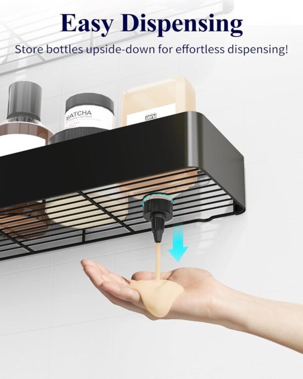 Kitsure X-Large Shower Caddy - 2 Pack Adhesive Shower Organizer, Rustproof Metal Shelves, No-Drill Bathroom Organizers and Storage, Black