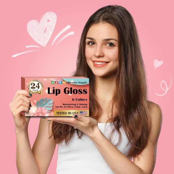 71qeIynVKJL._SL1500_.jpg AZEN 24 Pack Lip Gloss Set, Color Lip Oil for Dry Cracked Lips Moisturizing Hydrating Nourishing with Vitamin E