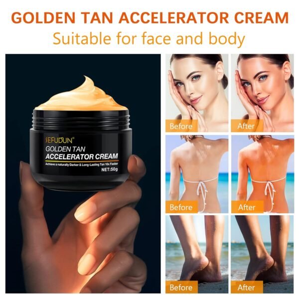 Tanning Gel Cream, 50g Sun Tanning, Soft Brown Intensive Tanning Gel, Tanning Accelerator Cream, Natural Tan Skin with Soft Brown Tanning Lotion For Outdoor Sun