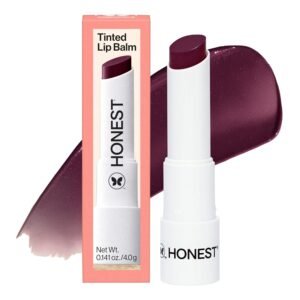 71qj9CETkyL._SL1500_.jpg Honest Beauty Moisturizing Vegan Tinted Lip Balm | Antioxidant-rich Acai Extracts + Avocado Oil | Paraben Free + Cruelty Free | Plum Drop