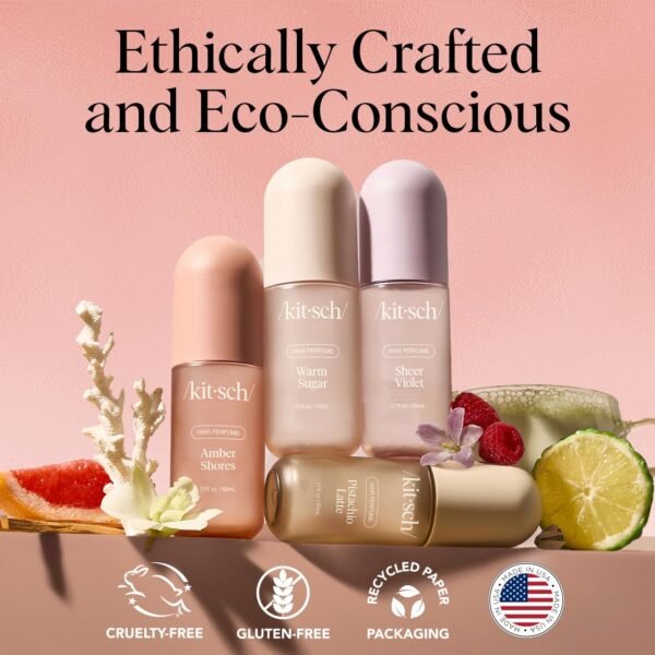 Kitsch Amber Shores Hair Perfume For Women - Clean, Deodorizing, Patented Odor-Eliminating Technology, Hair Body Mist, Freshen Body & Pillow - Woody Aquatic Fragrance - Salt & Driftwood Scent-50ml