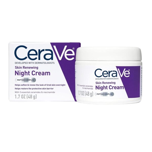 71r7bLsvaVL._SL1500_.jpg CeraVe Skin Renewing Night Cream, Niacinamide, Peptide Complex, and Hyaluronic Acid Moisturizer for Face, 1.7 Ounce, Packaging may Vary