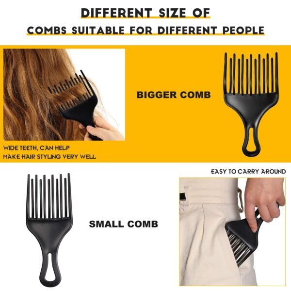 2 Pieces Double Fist Hair Lift Combs - Large and Small Plastic Detangle Wig Braid Pick Hair Styling Tool for Women Men (3.8 x 7 Inch, 2.6 x 6.4 Inch)
