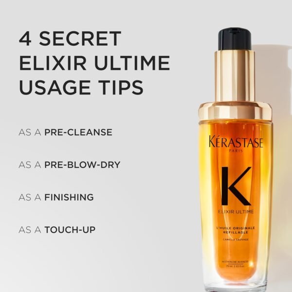 Kerastase Elixir Ultime Refillable Hair Oil - Hydrates & Smoothes Frizz, Adds Shine, With Wild Camellia, Nourishes & Strengthens Hair