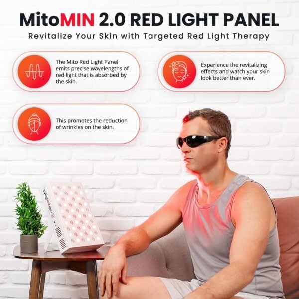 Mito Red Light - MitoMIN 2.0 Red Light Panel - Red Light Therapy for Face and Neck – FSA HSA Red Light Therapy Panel - Red Light & Near Infrared Red Light Therapy - at-Home Red Light Therapy for Body