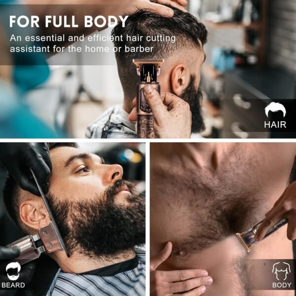 Ufree Professional Beard Trimmer for Men, Zero Gapped T-Blade Hair Clipper & Mustache Trimmer Kit with LCD Display, Precision Edgers for Haircut & Grooming, Barber-Grade Electric Shaver, Gifts for Men