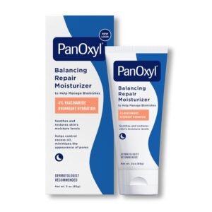 71rPOLoiP2L._SL1500_.jpg PanOxyl PM Balancing Repair Moisturizer with Niacinamide, Ceramides and Cica, Hydrating Face Moisturizer, Acne Prone Skin and Dry Skin, Non-Comedogenic Night Face Moisturizer, 3 oz
