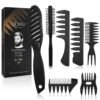 71riy9TGnuL._SL1500_.jpg Hair Brush for Men, DUAIU 7Pcs Combs for Men, Hair Styling Comb Set with Vent Hair Brush, Quiff Round Hair Brush, Wide Tooth Comb, Texture Comb for Blow Drying, Detangling, Grooming, Hairdressing