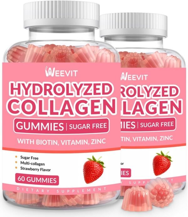 71rmoXAfZjL._AC_SL1350_.jpg Sugar Free Collagen Gummies for Women, Collagen Protein Type I,II,III,V,X with Biotin Vitamin C D B12, Hydrolyzed Collagen Peptides Gummies for Immune Digestion Skin Hair Nails Energy Bone