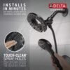 Delta Faucet Arvo 14 Series Single-Handle Tub and Shower Trim Kit, Shower Faucet with 4-Spray In2ition 2-in-1 Dual Hand Held Shower Head with Hose, Matte Black 144840-BL-I (Valve Included)
