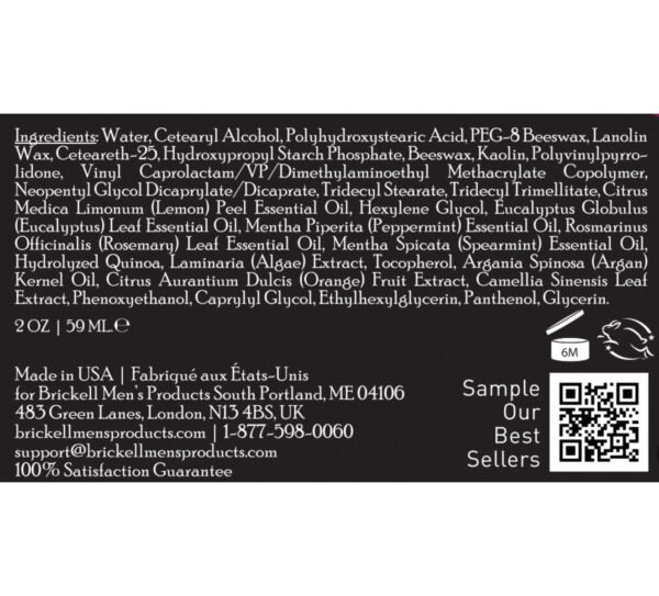 Brickell Men's Products Strong Hold Texturizing Pomade For Men, Natural and Organic, Pliable Hair Styling Fiber Pomade, 2 Ounce, Scented