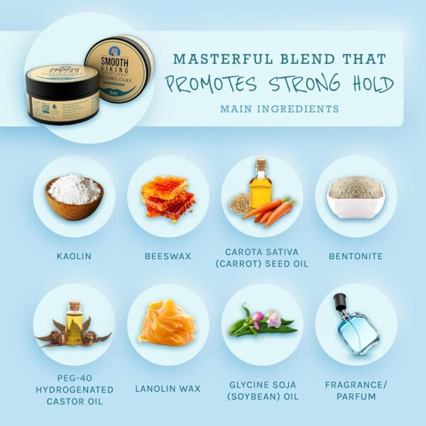 Smooth Viking Hair Clay for Men - Strong Hold, Hair Cream for Men, Clay Pomade for Men, Hair Paste for Men, Hair Styling Clay, Mens Hair Products, Hair Styling Products Matte Finish, Made in USA, 2oz