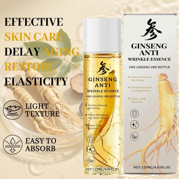 Ginseng Essence Anti Wrinkle Essence Water, Wild Ginseng Serum Extract Liquid Essential Oil, Korean Polypeptide Anti-Ageing, Firming & Tighten kincare Serums Moisturizer Gentle (2)