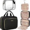 71s70yMfj6L._AC_SL1500_.jpg BAGSMART Toiletry Bag Hanging Travel Makeup Organizer with TSA Approved Transparent Cosmetic Bag Makeup Bag for Full Sized Toiletries, Large-Blck