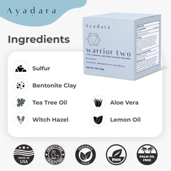 Cystic Acne Spot Treatment Overnight Hormonal Acne Treatment for Face & Body Sulfur Cream for Women Men & Teens Effective for Stubborn Breakouts 120 Uses