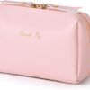 71scppmFmuL._AC_SL1500_.jpg Topwey Makeup Bag, Travel Essentials Cosmetic Bags for Women, Waterproof Portable Pouch travel toiletry bag with Divider (Pink, Small)