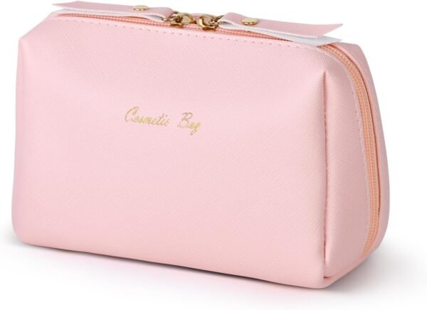 71scppmFmuL._AC_SL1500_.jpg Topwey Makeup Bag, Travel Essentials Cosmetic Bags for Women, Waterproof Portable Pouch travel toiletry bag with Divider (Pink, Small)