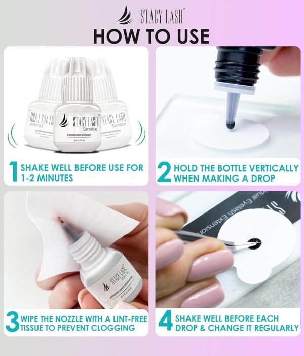71siLC95pUL._SL1500_.jpg Sensitive Eyelash Extension Glue Stacy Lash 0.17fl.oz/5ml / 5-6 Sec Drying time/Retention – 4-5 Weeks/Black Adhesive/Professional Supplies