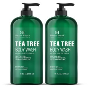 Botanic Hearth Tea Tree Body Wash | 16 fl oz | Helps Soothe Itchy, Dry Skin, Antifungal Body Wash with 100% Pure Tea Tree Oil | Sulfate Free, Paraben Free, for Men and Women Set of 2