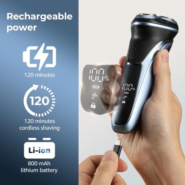 Rechargeable Electric Razor for Men: IPX7 Waterproof Shaver - 1.5H Fast Charge, 4D Flex Precision Blades with Pop-Up Trimmer - Gentle on Sensitive Skin, Perfect for Travel