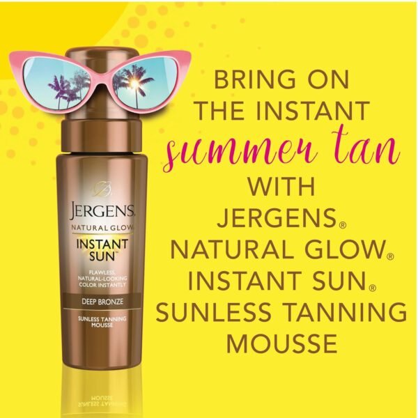 Jergens Natural Glow Instant Sun Bundle: Deep Bronze Sunless Tanning Mousse, 6oz Bottle and Applicator Mitt