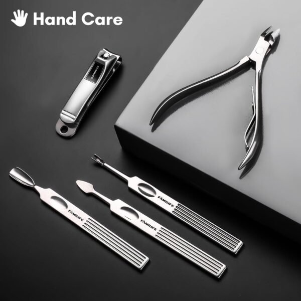 FAMILIFE Manicure Set, Professional Manicure Kit Nail Clippers Set 11 in 1 Stainless Steel Pedicure Tools Nail Kit Men Grooming Tool with Portable Brown Leather Travel Case Luxury Gifts for Him