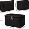 71tFiWbnMCL._AC_SL1500_.jpg MAANGE Makeup Bag - Large Cosmetic Bag with 2pcs Small Makeup Bags Portable Leather Travel Makeup Bag Set Toiletry Bag Make Up Bags for Women and Girls (Black)