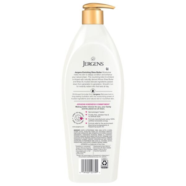 Jergens Shea Butter Hand and Body Lotion, Deep Conditioning Moisturizer, 3X More Radiant Skin, with Pure Shea Butter, Dermatologist Tested, 26.5 Oz