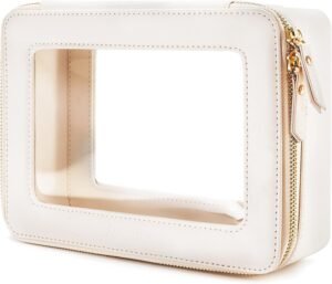 71tZZfZHm-L._AC_SL1500_.jpg Aveniee Clear Makeup Bag Organizer, Travel Toiletry Bag Cosmetic Case for Women, Portable Make Up Skincare Pouch Car Organizer Bag with Zippers for Essentials,White