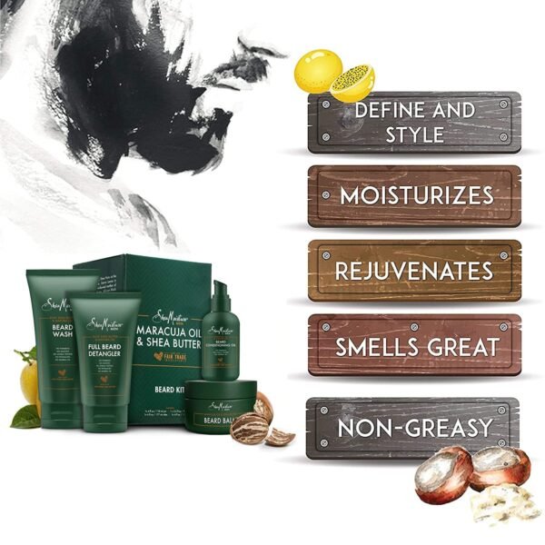 SheaMoisture Beard-Care Kit for Men, Includes Wash, Balm, Oil, Conditioner, Natural Shea Butter & Maracuja Oil, Great Gift