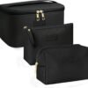 71thAyeQTVL._AC_SL1500_.jpg MAANGE Makeup Bag - Large Cosmetic Bag with 2pcs Small Makeup Bags Portable Leather Travel Makeup Bag Set Toiletry Bag Make Up Bags for Women and Girls (Black)