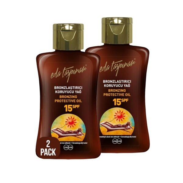 Eda Taspinar SPF 15 Bronzing&Protective Oil, Tanning&Protecting Oil Mediterranean Tan, Broad-Spectrum Nourishing, All Eyes On You!, Travel Size (50 ml/1.7 fl oz) 2 Pack