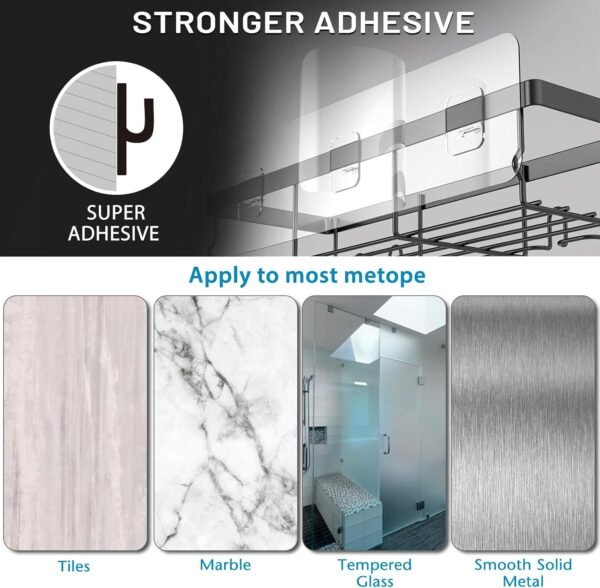 Moforoco Shower Caddy Shelf Organizer Rack, Self Adhesive Black Bathroom Shelves Basket, Home Farmhouse Wall Inside Organization and Storage Decor Rv Accessories, First Camper Apartment Essentials